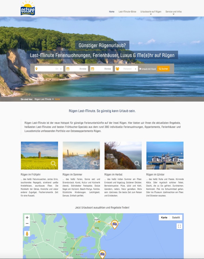 Macht mobil und am Desktop eine gute Figur: die neue ruegen-last-minute.de  (© Ostseeappartements Rügen)
