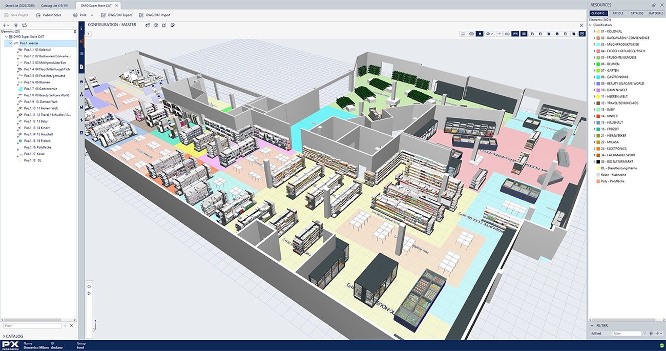 Ein neues BIM-Modul integriert die P´X Retail Solution in Arbeitsabläufe des BIM (Bildquelle: Perspectix AG, Zürich) Ein neues BIM-Modul integriert die P´X Retail Solution in Arbeitsabläufe des BIM (Bildquelle: Perspectix AG, Zürich)
