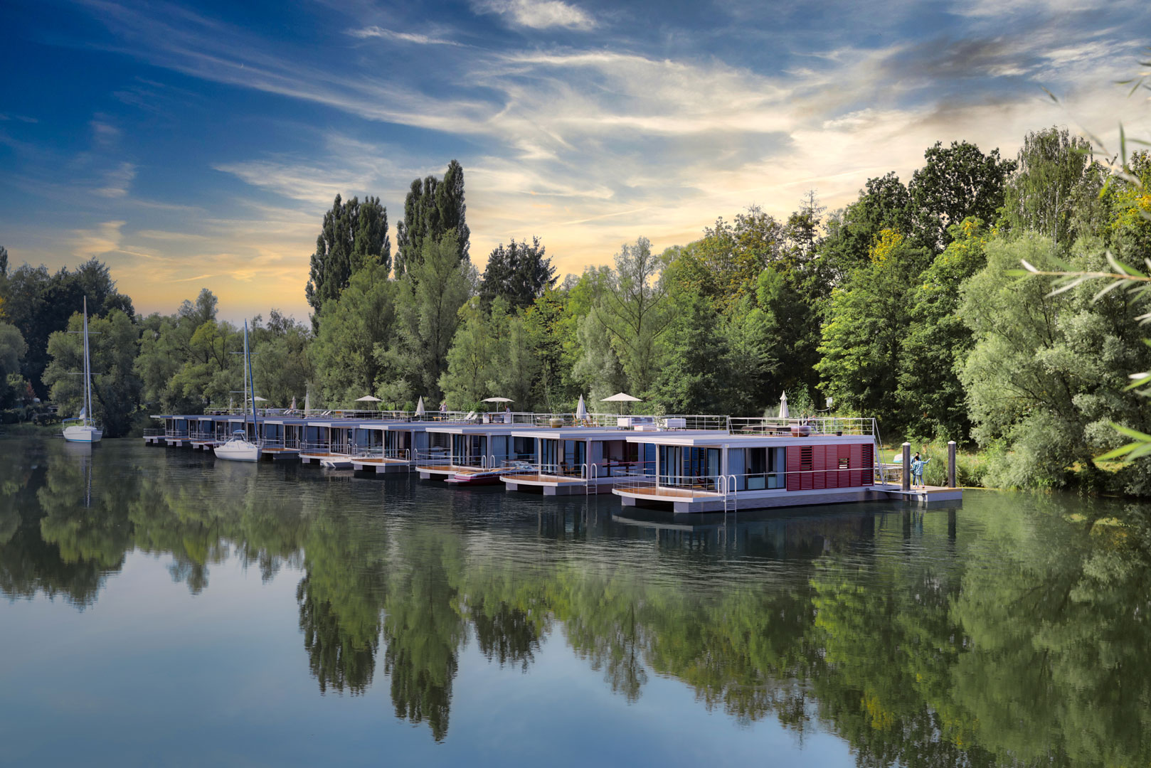 Schwimmende Ferienhäuser im Weserbergland Nordrhein-Westfalen Schwimmende Ferienhäuser im Weserbergland Nordrhein-Westfalen