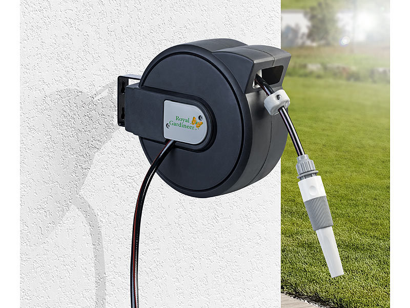 Royal Gardineer Gartenschlauch mit Wand-Box zum automatischen Aufrollen, 9 m, www.pearl.de (Die Bildrechte liegen bei dem Verfasser der Mitteilung.) Royal Gardineer Gartenschlauch mit Wand-Box zum automatischen Aufrollen, 9 m, www.pearl.de (Die Bildrechte liegen bei dem Verfasser der Mitteilung.)