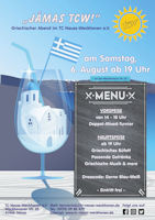6. August: Griechischer Abend im TCW 6. August: Griechischer Abend im TCW
