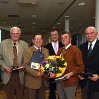 v.l.n.r. Otto Stops, Günter Zoehren, Lothar Erbers, Dieter Mertens, und Karl-Heinz Schmitter. 