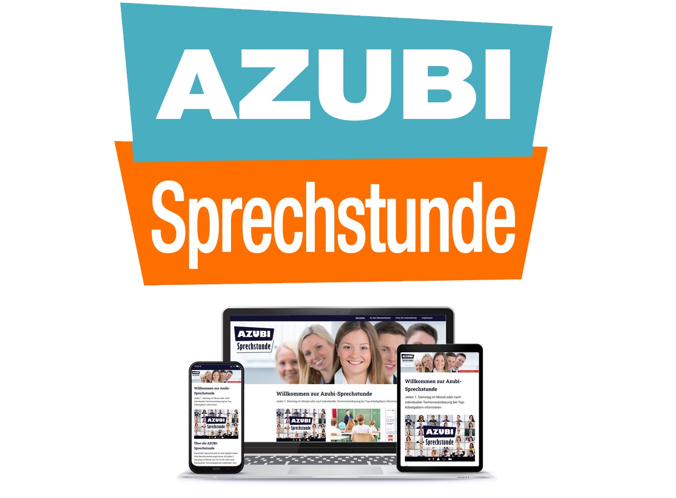 Per Smartphone, Tablet und PC - Ausbildungssuchende können sich über AZUBI-Sprechstunde.de via Video-Chat bewerben. Per Smartphone, Tablet und PC - Ausbildungssuchende können sich über AZUBI-Sprechstunde.de via Video-Chat bewerben.