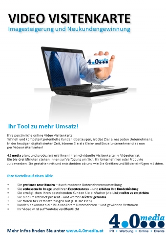 Video Visitenkarte - Tool zur Imagesteigerung und Neukundenakquise Video Visitenkarte - Tool zur Imagesteigerung und Neukundenakquise
