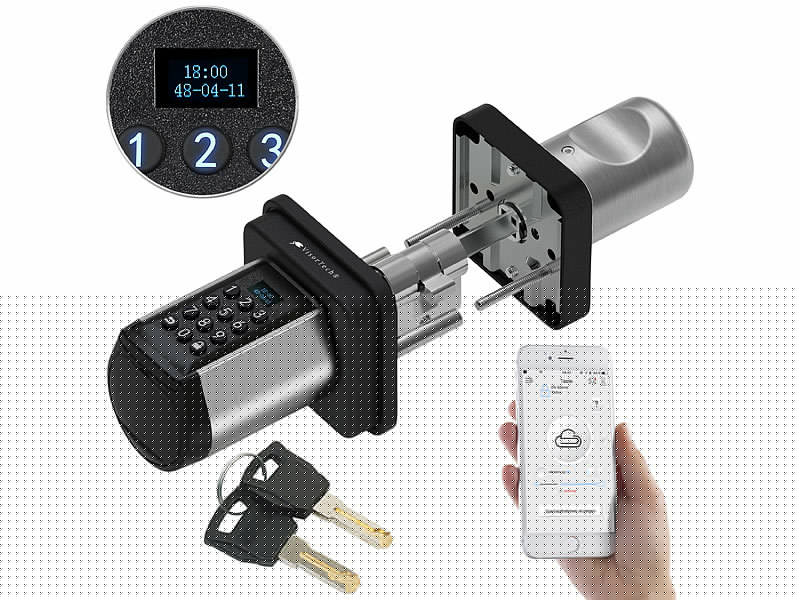 VisorTech Elektronischer Tür-Schließzylinder TSZ-500, Code, 2 Schlüssel, Bluetooth, www.pearl.de (Die Bildrechte liegen bei dem Verfasser der Mitteilung.)