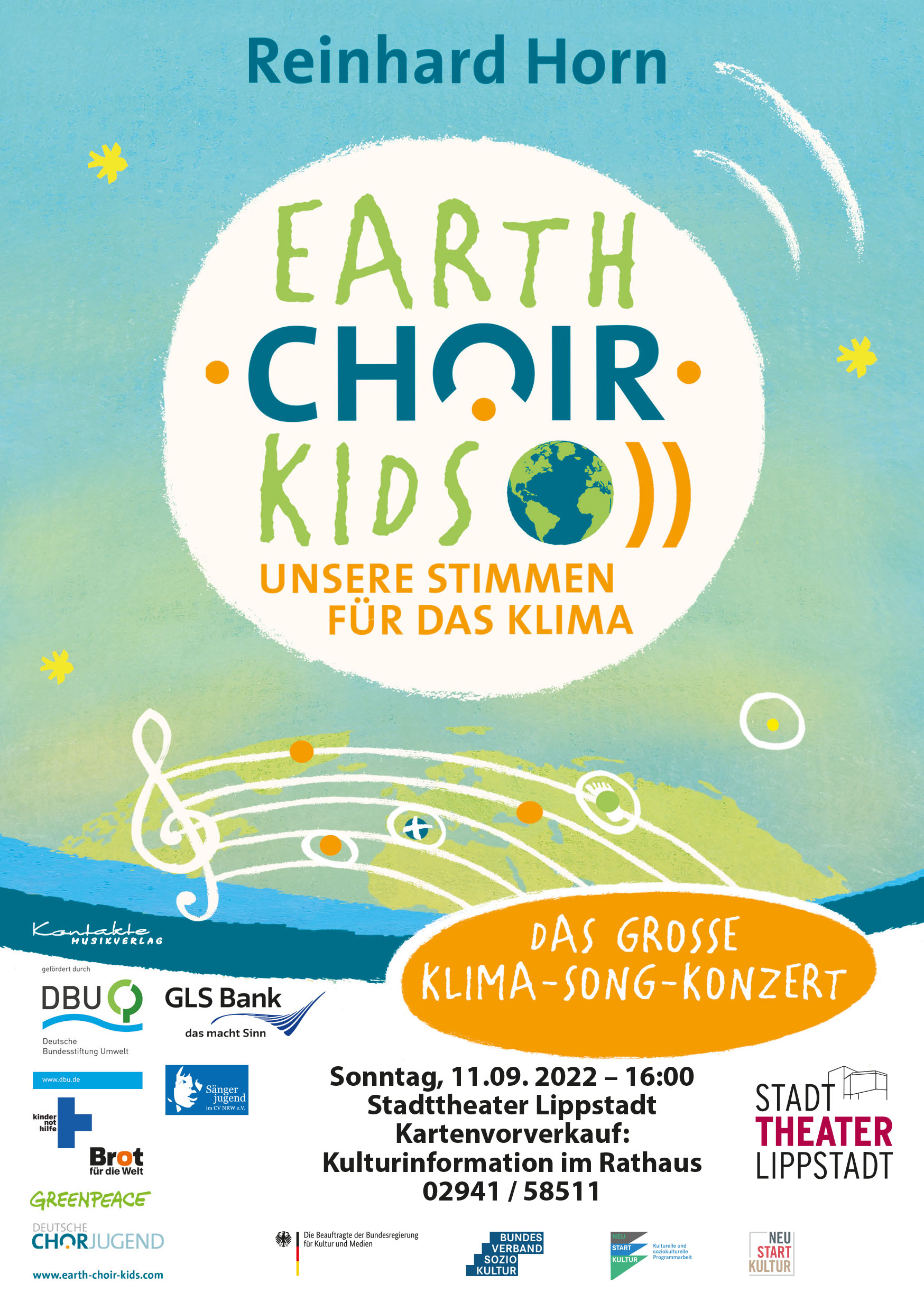 Earth•Choir•Kids Kick-Off-Konzert am 11.09.2022 um 16:00 Uhr im Stadttheater Lippstadt (Die Bildrechte liegen bei dem Verfasser der Mitteilung.) Earth•Choir•Kids Kick-Off-Konzert am 11.09.2022 um 16:00 Uhr im Stadttheater Lippstadt (Die Bildrechte liegen bei dem Verfasser der Mitteilung.)