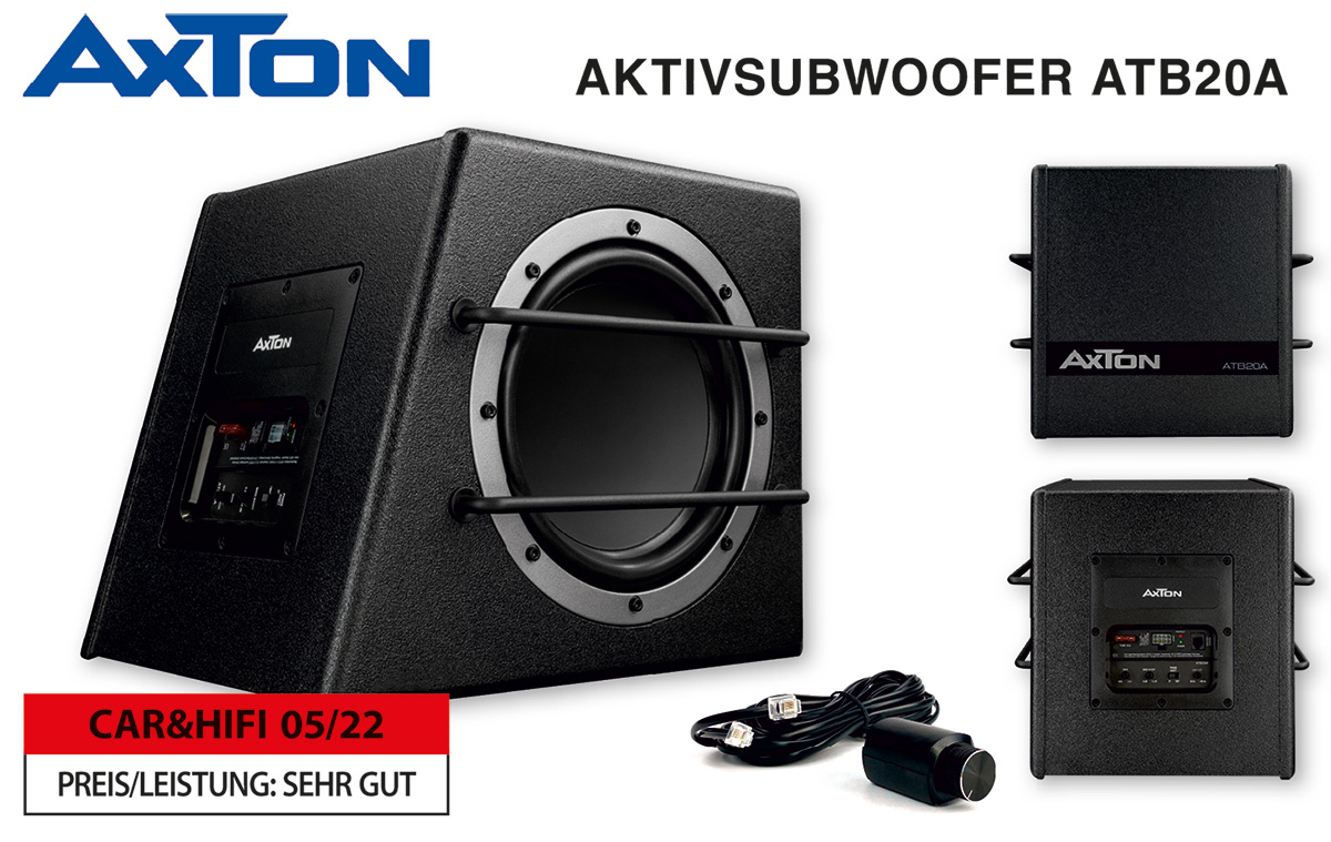 Kompakter, bassstarker Aktivsubwoofer: AXTON ATB20A (Die Bildrechte liegen bei dem Verfasser der Mitteilung.)