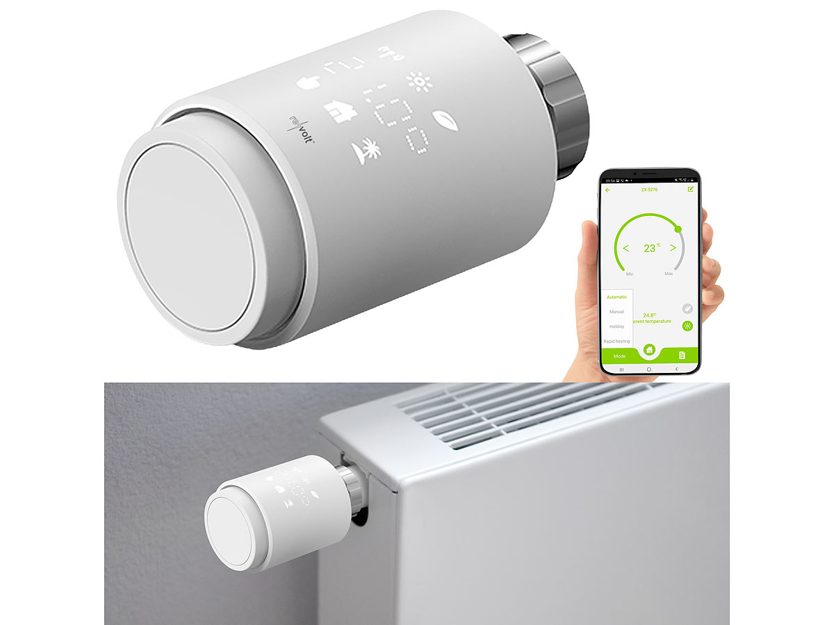 revolt Programmierbares Heizkörper-Thermostat mit Bluetooth, App, LED-Display, www.pearl.de (Die Bildrechte liegen bei dem Verfasser der Mitteilung.) revolt Programmierbares Heizkörper-Thermostat mit Bluetooth, App, LED-Display, www.pearl.de (Die Bildrechte liegen bei dem Verfasser der Mitteilung.)