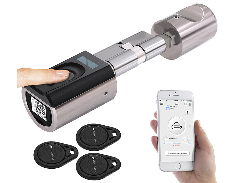VisorTech Elektronisches Haustürschloss TSZ-700, Fingerabdruck, Transponder, App, www.pearl.de (Die Bildrechte liegen bei dem Verfasser der Mitteilung.)