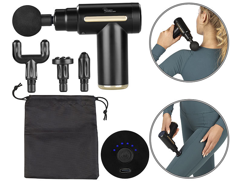 newgen medicals Kompaktes Akku-Hand-Massagegerät mit 4 Aufsätzen, 6 Stufen, USB, www.pearl.de (Die Bildrechte liegen bei dem Verfasser der Mitteilung.)