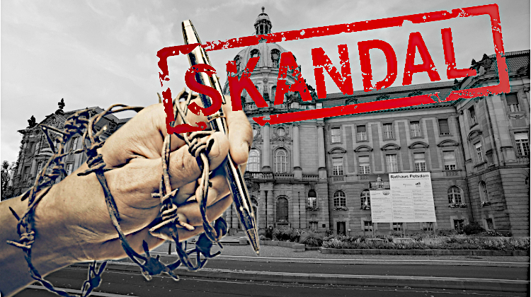 Oberbürgermeister Mike Schubert (SPD) aus Potsdam und die Pressefreiheit? (Die Bildrechte liegen bei dem Verfasser der Mitteilung.)