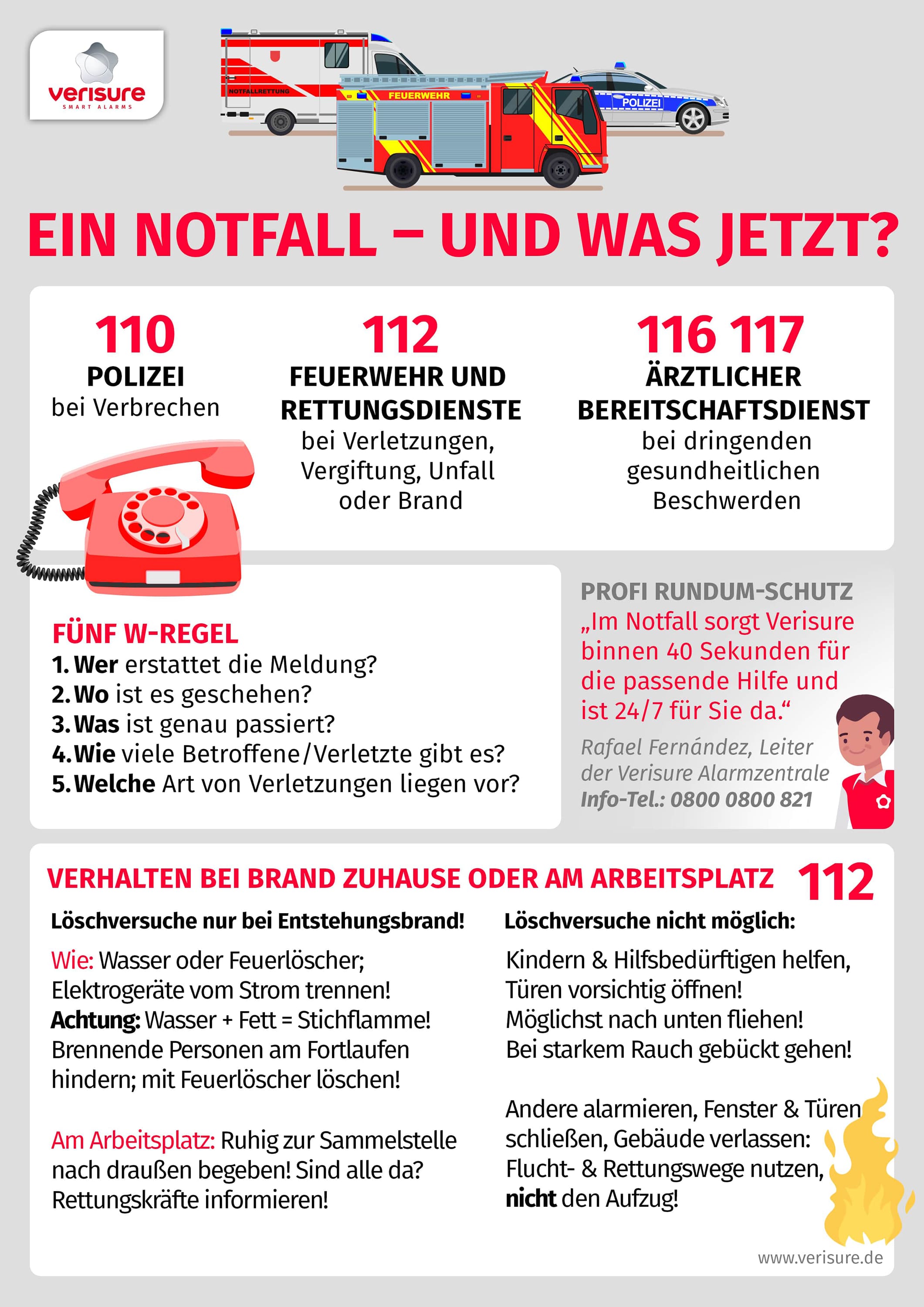 Verisure gibt hilfreiche Hinweise zum richtigen Verhalten bei Feuer (Die Bildrechte liegen bei dem Verfasser der Mitteilung.)