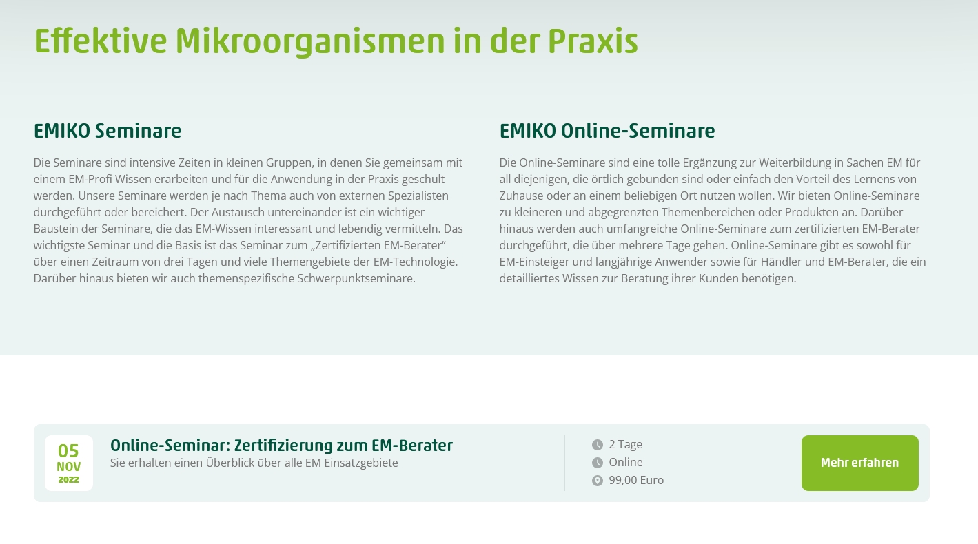 EMIKO Akademie Homepage (Screenshot) (Die Bildrechte liegen bei dem Verfasser der Mitteilung.) EMIKO Akademie Homepage (Screenshot) (Die Bildrechte liegen bei dem Verfasser der Mitteilung.)