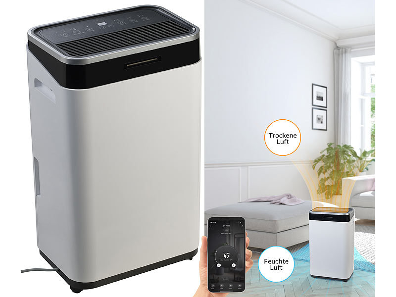 Sichler Haushaltsgeräte Smarter WLAN-Luftentfeuchter LFT-400.app mit Timer und App, www.pearl.de (Die Bildrechte liegen bei dem Verfasser der Mitteilung.) Sichler Haushaltsgeräte Smarter WLAN-Luftentfeuchter LFT-400.app mit Timer und App, www.pearl.de (Die Bildrechte liegen bei dem Verfasser der Mitteilung.)