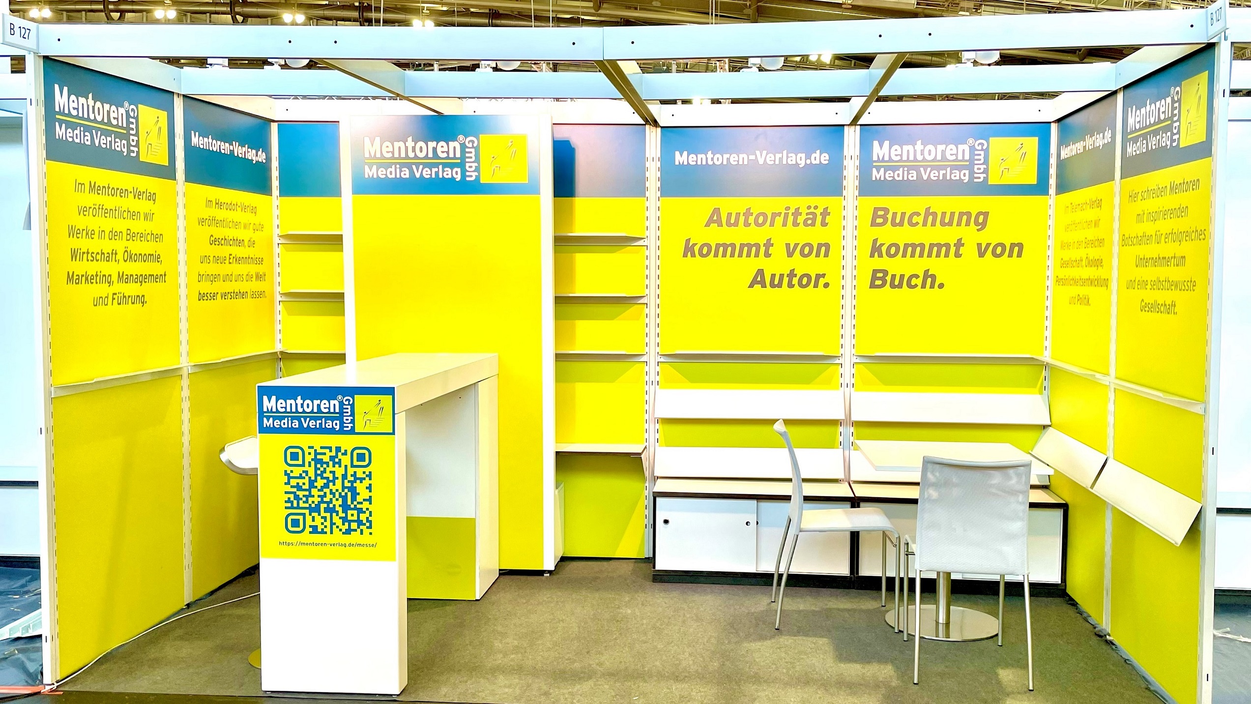 Der Stand des Mentoren Media Verlags auf der Frankfurter Buchmesse 2022 (Die Bildrechte liegen bei dem Verfasser der Mitteilung.) Der Stand des Mentoren Media Verlags auf der Frankfurter Buchmesse 2022 (Die Bildrechte liegen bei dem Verfasser der Mitteilung.)