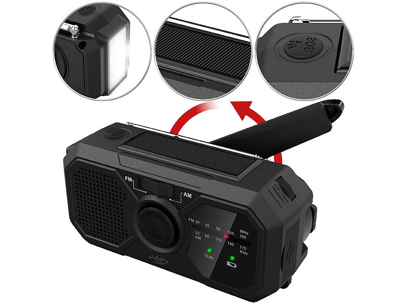 infactory Solar- und Dynamo-Koffer-Radio SOL-1540 mit LED-Licht, SOS, Powerbank, www.pearl.de (Die Bildrechte liegen bei dem Verfasser der Mitteilung.) infactory Solar- und Dynamo-Koffer-Radio SOL-1540 mit LED-Licht, SOS, Powerbank, www.pearl.de (Die Bildrechte liegen bei dem Verfasser der Mitteilung.)