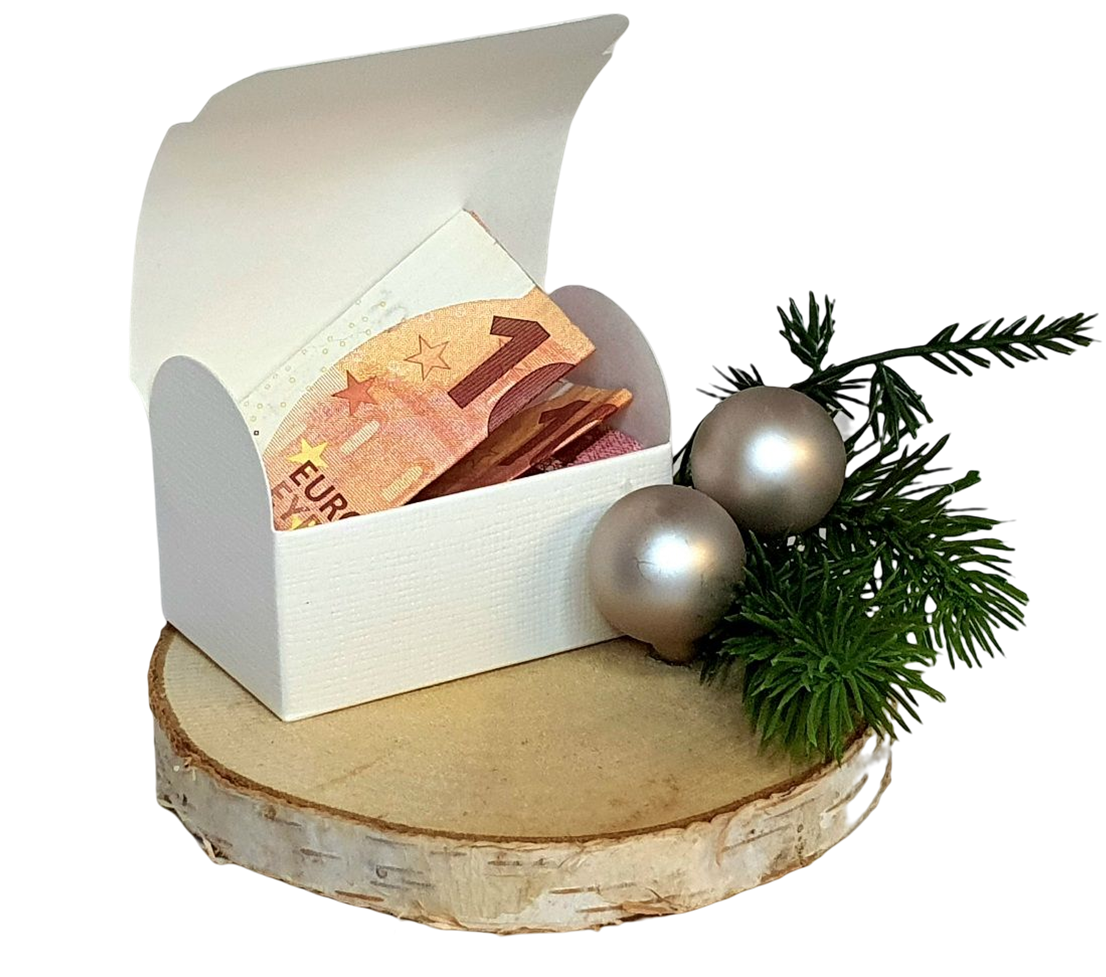 Geldgeschenk mit Tannengrün für die Weihnachtszeit oder Ihre Hochzeit im Winter