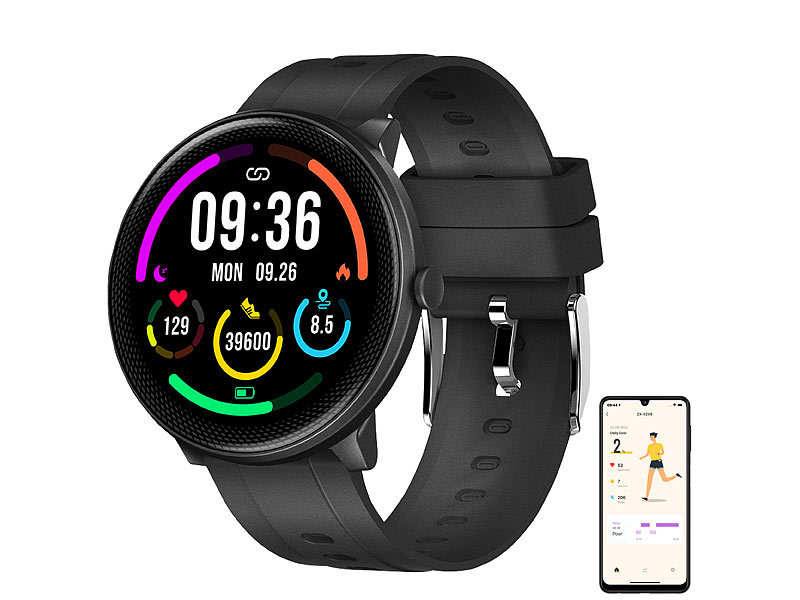 newgen medicals ELESION-kompatible Fitness-Smartwatch SW-460, Bluetooth, SpO2, Alexa, www.pearl.de (Die Bildrechte liegen bei dem Verfasser der Mitteilung.)