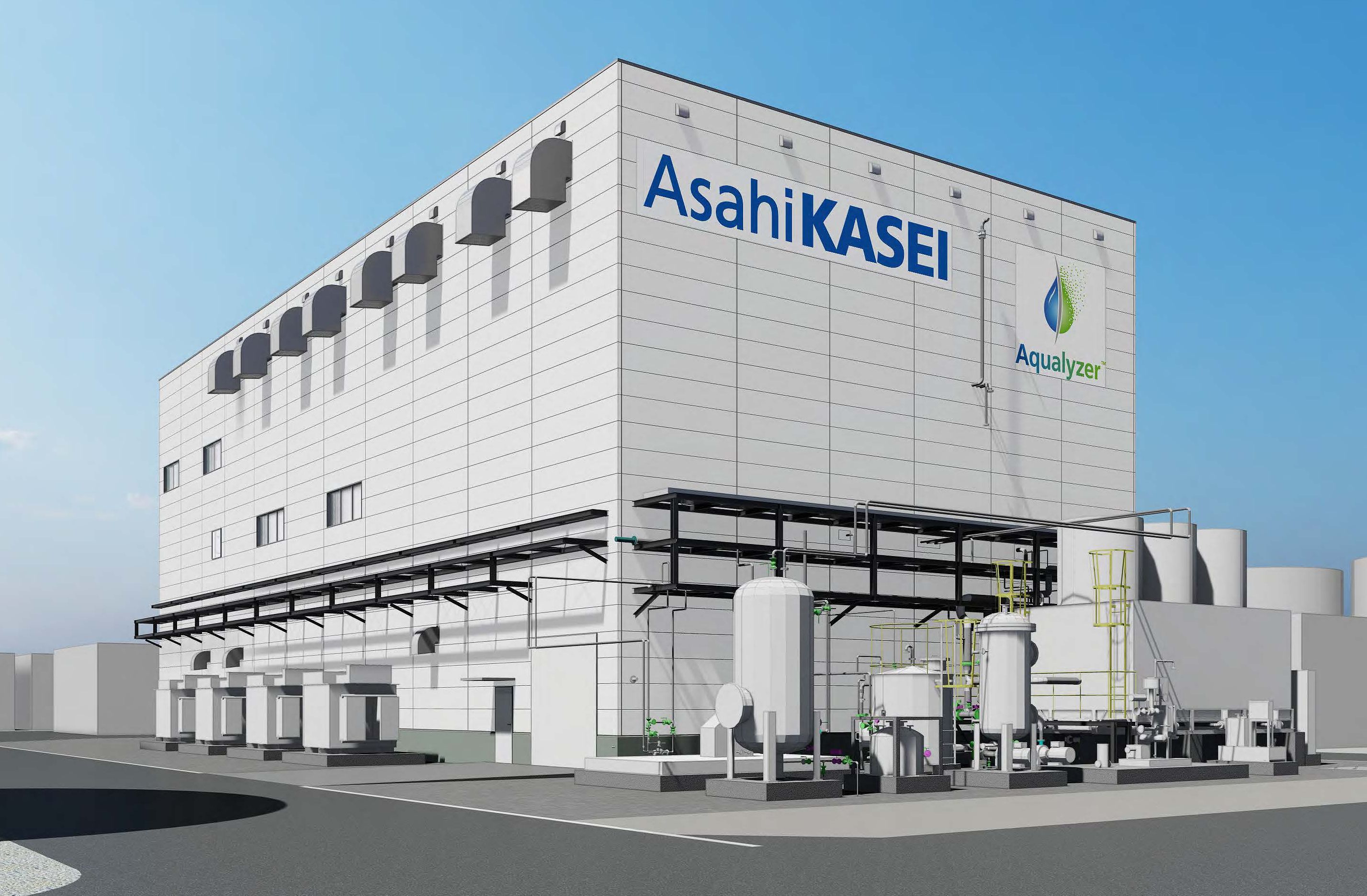 Pilotversuchsanlage für alkalische Wasserelektrolyse in Kawasaki, Japan (Bildquelle: Asahi Kasei) Pilotversuchsanlage für alkalische Wasserelektrolyse in Kawasaki, Japan (Bildquelle: Asahi Kasei)