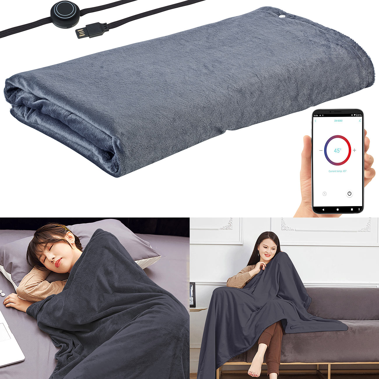 Wilson Gabor Smarte IR-Heizdecke mit Bluetooth, App, bis 65°C, Timer, 180 x 100 cm, www.pearl.de (Die Bildrechte liegen bei dem Verfasser der Mitteilung.)