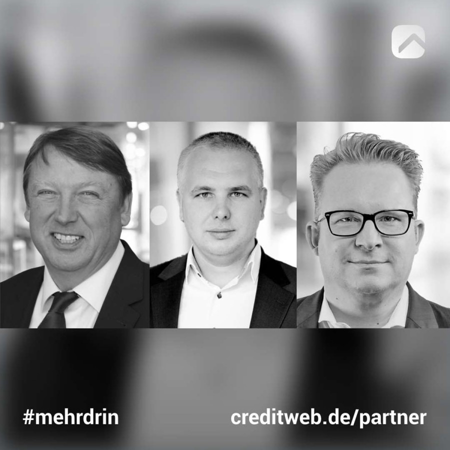 Klaus J. Langhals-Arnold, Nico Schicke und Markus Dalemann verstärken creditweb im Partnergeschäft (© ) Klaus J. Langhals-Arnold, Nico Schicke und Markus Dalemann verstärken creditweb im Partnergeschäft (© )