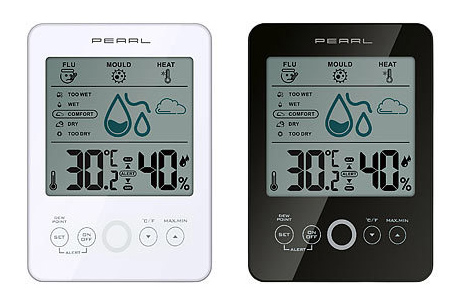 PEARL Digital-Hygro-/Thermometer mit Schimmel-Alarm& Komfort-Anzeige, www,pearl.de (Die Bildrechte liegen bei dem Verfasser der Mitteilung.)