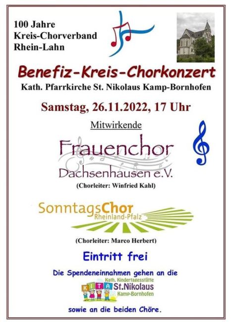 Gemeinsames Chorkonzert von SonntagsChor Rheinland-Pfalz und Frauenchor Dachsenhausen. (Die Bildrechte liegen bei dem Verfasser der Mitteilung.) Gemeinsames Chorkonzert von SonntagsChor Rheinland-Pfalz und Frauenchor Dachsenhausen. (Die Bildrechte liegen bei dem Verfasser der Mitteilung.)