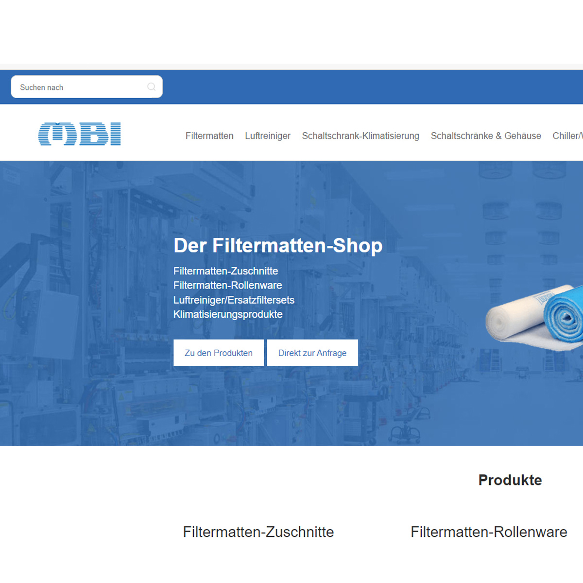 Der Filtermatten-Shop von MBI in neuem Design Der Filtermatten-Shop von MBI in neuem Design