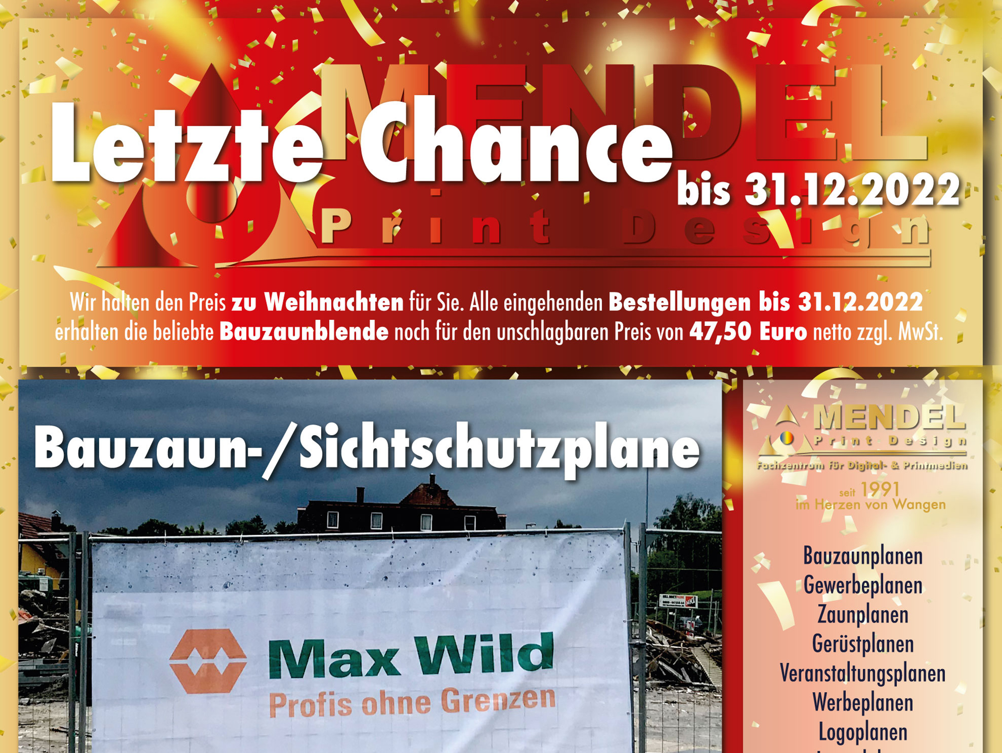 Bauzaunplane in Aktion