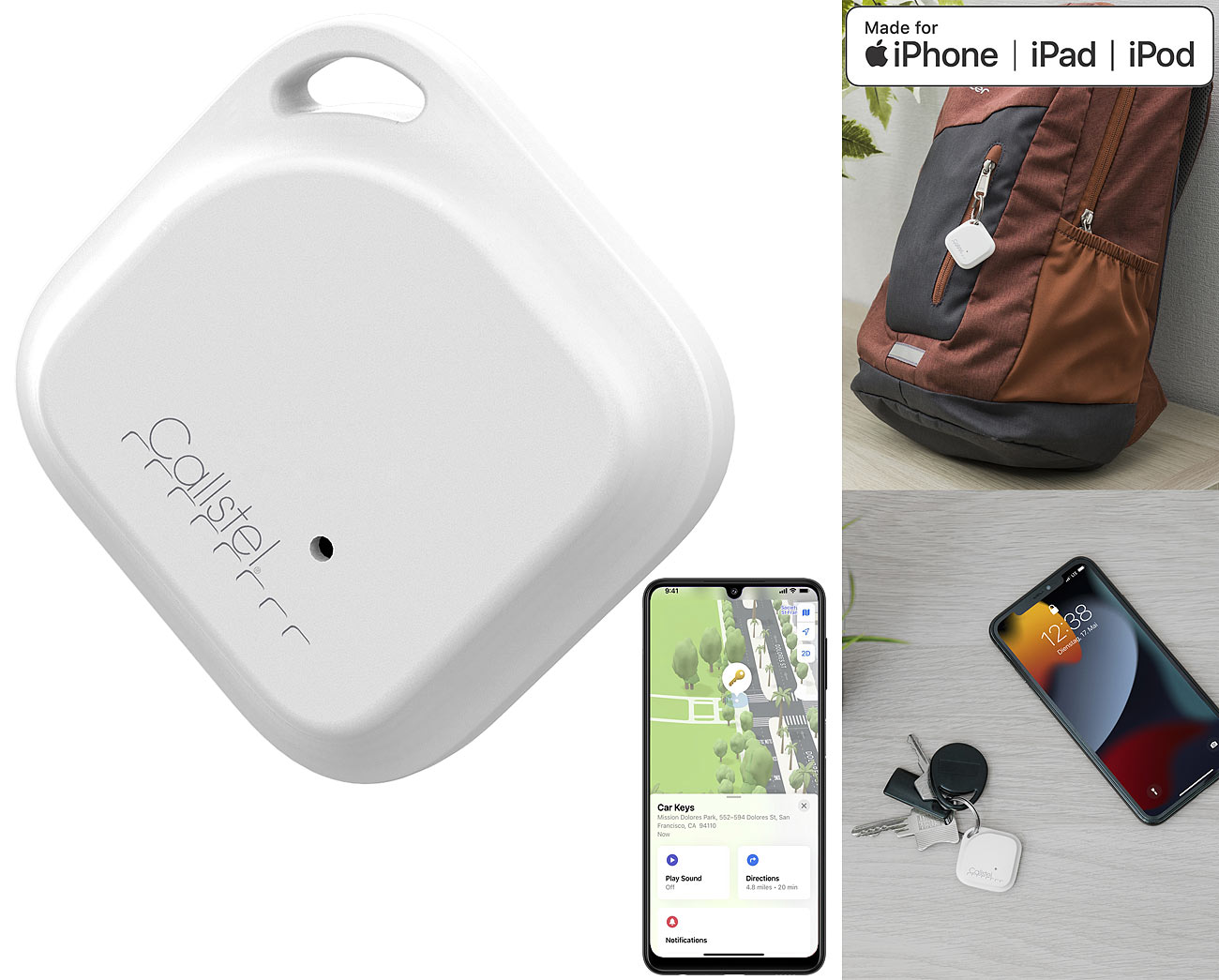 Callstel Schlüssel-& Gegenstandsfinder, Apple-AirTag-kompatibel, MFi, App, www.pearl.de (Die Bildrechte liegen bei dem Verfasser der Mitteilung.) Callstel Schlüssel-& Gegenstandsfinder, Apple-AirTag-kompatibel, MFi, App, www.pearl.de (Die Bildrechte liegen bei dem Verfasser der Mitteilung.)