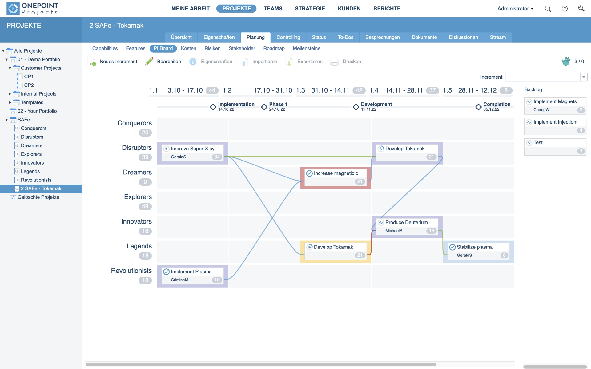 Integrierte Unterstützung für das Scaled Agile Framework®mit Version 21. (Bildquelle: ONEPOINT Projects) Integrierte Unterstützung für das Scaled Agile Framework®mit Version 21. (Bildquelle: ONEPOINT Projects)