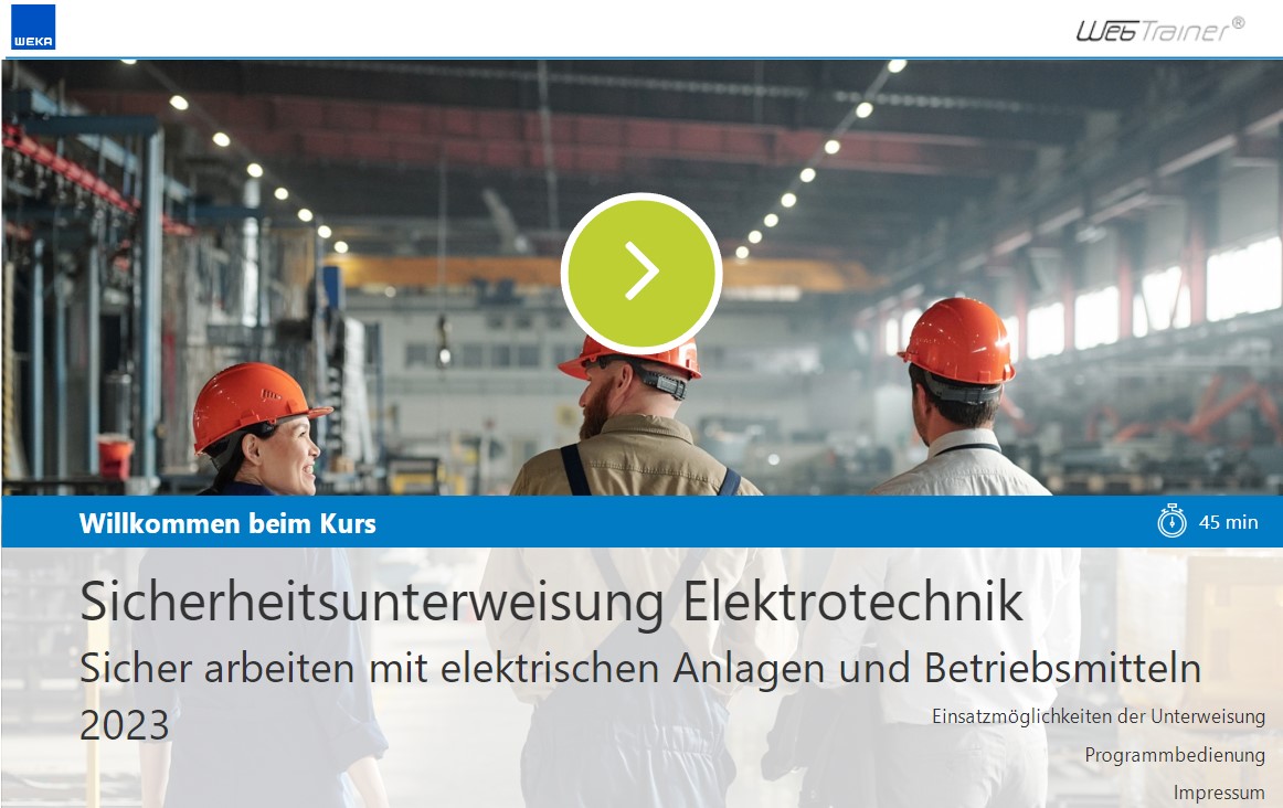 E-Learning-Kurs für die jährliche Sicherheitsunterweisung (Die Bildrechte liegen bei dem Verfasser der Mitteilung.) E-Learning-Kurs für die jährliche Sicherheitsunterweisung (Die Bildrechte liegen bei dem Verfasser der Mitteilung.)