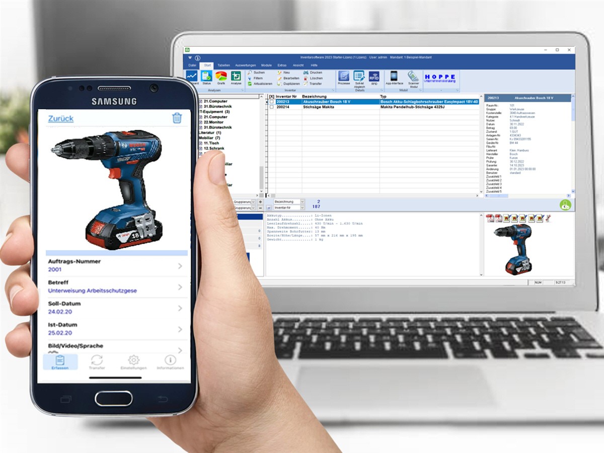 Inventar-Software und Inventar-App sorgt für Zeitersparnis (© Hoppe Unternehmensberatung) Inventar-Software und Inventar-App sorgt für Zeitersparnis (© Hoppe Unternehmensberatung)