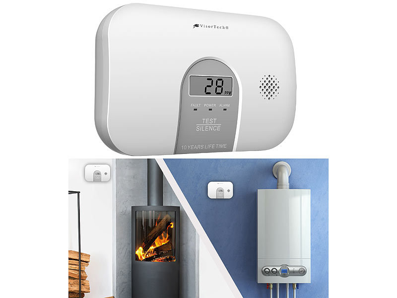 VisorTech Kohlenmonoxid-Melder COM-250, 10-Jahres-Sensor, Display, 85 dB, www.pearl.de (Die Bildrechte liegen bei dem Verfasser der Mitteilung.)