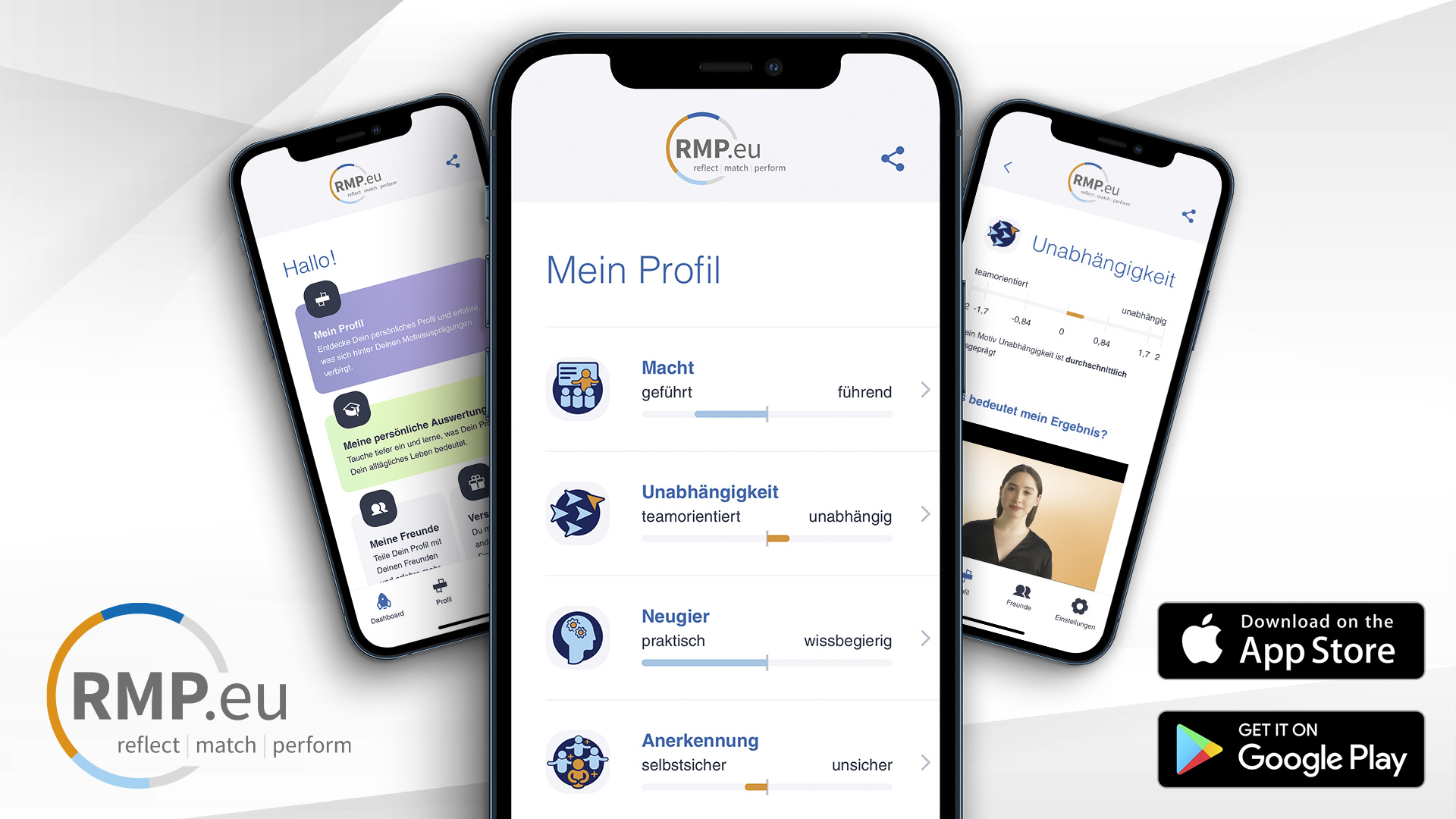 Das Reiss Motivation Profile®erhältlich im Apple App Store oder im Google Play Store (Die Bildrechte liegen bei dem Verfasser der Mitteilung.) Das Reiss Motivation Profile®erhältlich im Apple App Store oder im Google Play Store (Die Bildrechte liegen bei dem Verfasser der Mitteilung.)