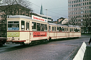 Straßenbahn mit OTTO STÖBEN-Werbeaufdruck aus den 70er Jahren, Bildquelle: Bernd Kittendorf