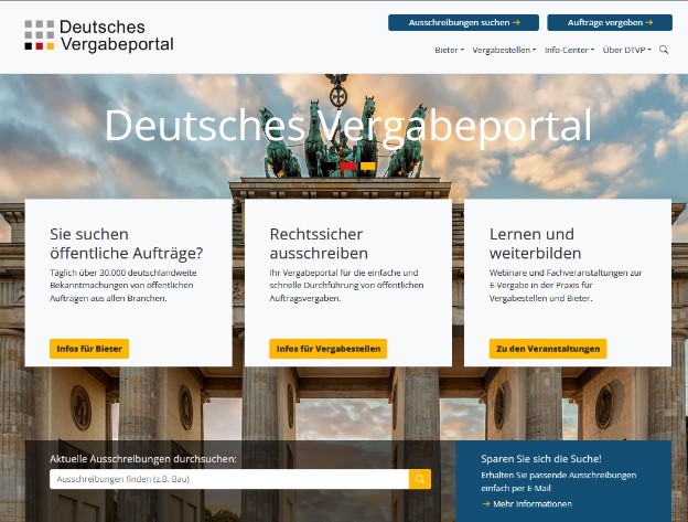 Screenshot Startseite www.dtvp.de (Die Bildrechte liegen bei dem Verfasser der Mitteilung.)