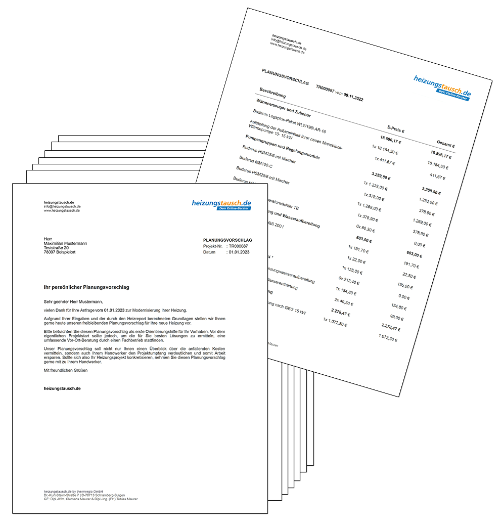 Planungsvorschlag SHK-Onlinetools