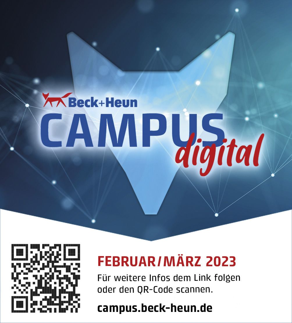 Anmeldung zu"CAMPUS digital" im Februar und März ab sofort möglich (Bildquelle: Beck+Heun) Anmeldung zu"CAMPUS digital" im Februar und März ab sofort möglich (Bildquelle: Beck+Heun)