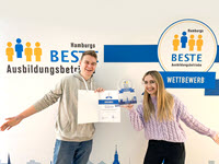 Azubis in einem von Hamburgs besten Ausbildungsbetrieben: Jannik Lund und Mobina Azimi Zadeh Azubis in einem von Hamburgs besten Ausbildungsbetrieben: Jannik Lund und Mobina Azimi Zadeh