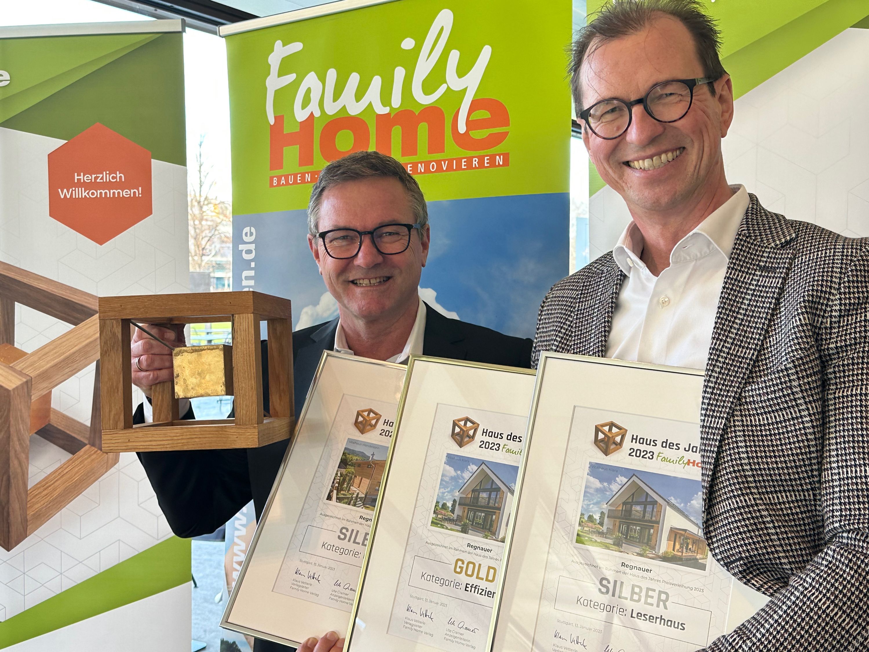 Als einziger Hersteller räumte das Familienunternehmen Regnauer in drei Kategorien Gold und Silber ab. (Foto: Regnauer Hausbau)