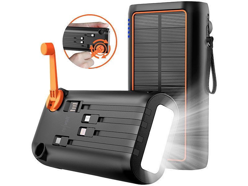 revolt Kurbel-Dynamo-Solar-Powerbank PB-200.k, 30.000 mAh, www.pearl.de (Die Bildrechte liegen bei dem Verfasser der Mitteilung.) revolt Kurbel-Dynamo-Solar-Powerbank PB-200.k, 30.000 mAh, www.pearl.de (Die Bildrechte liegen bei dem Verfasser der Mitteilung.)