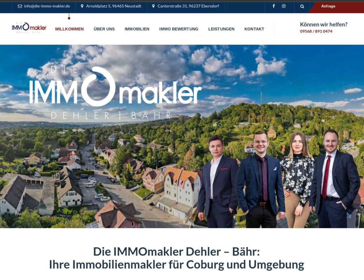 Immoiblienmakler für Coburg mit Leib und Seele: IMMOmakler Dehler - Bähr (© IMMOmakler Dehler - Bähr) Immoiblienmakler für Coburg mit Leib und Seele: IMMOmakler Dehler - Bähr (© IMMOmakler Dehler - Bähr)