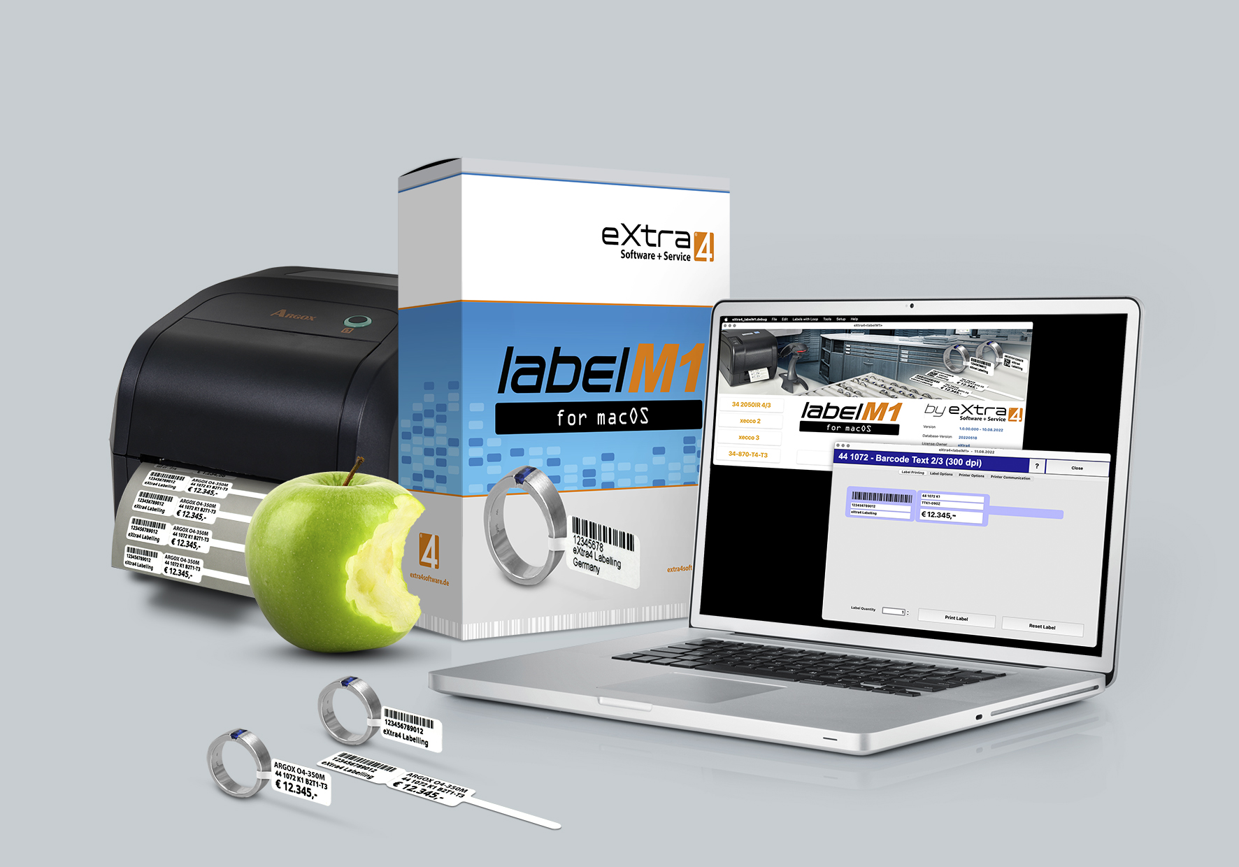 Etikettendruck für die Apple-Welt: Software eXtra4-labelM1 zum Auszeichnen von Schmuck und Uhren (Die Bildrechte liegen bei dem Verfasser der Mitteilung.) Etikettendruck für die Apple-Welt: Software eXtra4-labelM1 zum Auszeichnen von Schmuck und Uhren (Die Bildrechte liegen bei dem Verfasser der Mitteilung.)