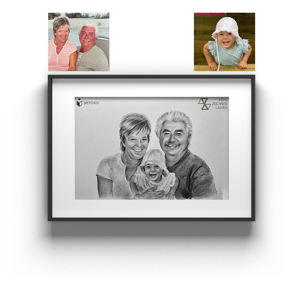 Foto Zeichnen Lassen - Familienportrait (Die Bildrechte liegen bei dem Verfasser der Mitteilung.)