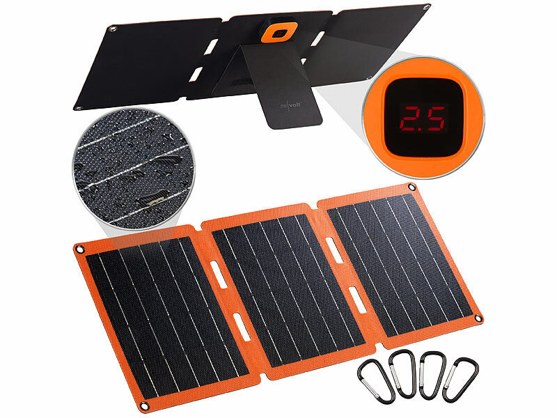 revolt 21-Watt-Solarpanel-Ladegerät, USB-C/-A, je 2,4 A, faltbar, IP65, ETFE, www.pearl.de (Die Bildrechte liegen bei dem Verfasser der Mitteilung.) revolt 21-Watt-Solarpanel-Ladegerät, USB-C/-A, je 2,4 A, faltbar, IP65, ETFE, www.pearl.de (Die Bildrechte liegen bei dem Verfasser der Mitteilung.)