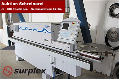 Holzbearbeitungsmaschinen und Inventar einer Schreinerei in Online-Auktion Holzbearbeitungsmaschinen und Inventar einer Schreinerei in Online-Auktion
