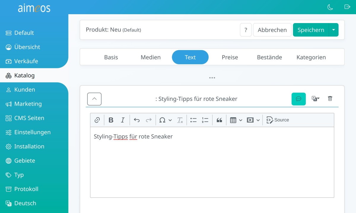 Aimeos Administrationsoberfläche mit ChatGPT und DeepL Integration Aimeos Administrationsoberfläche mit ChatGPT und DeepL Integration