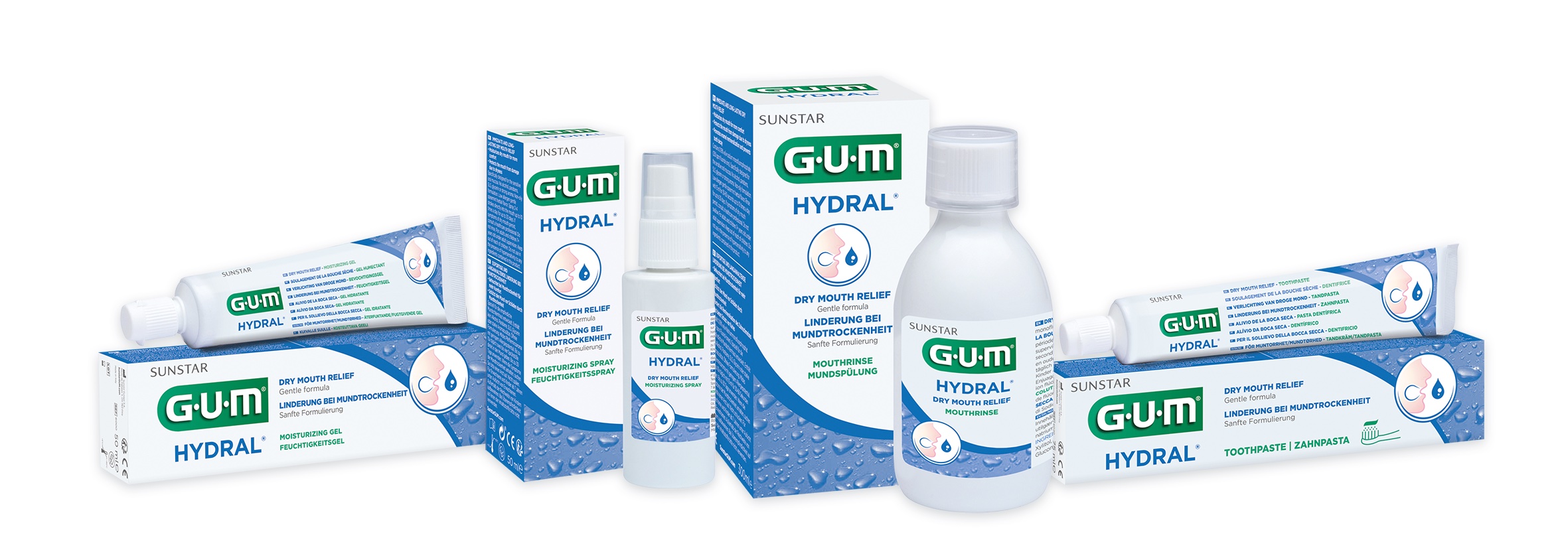Das umfangreiche Sortiment GUM HYDRAL bietet schnelle und zuverlässige Hilfe bei Mundtrockenheit (Bildquelle: @ Sunstar Deutschland GmbH) Das umfangreiche Sortiment GUM HYDRAL bietet schnelle und zuverlässige Hilfe bei Mundtrockenheit (Bildquelle: @ Sunstar Deutschland GmbH)