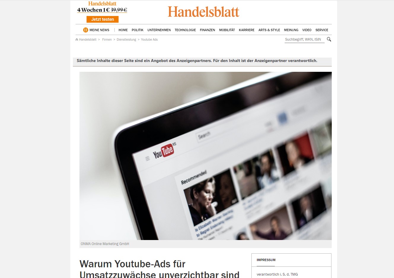 Handelsblatt YouTube Ads Handelsblatt YouTube Ads